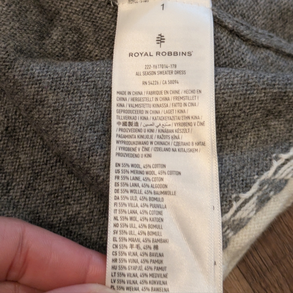 Royal Robbins Wool All Season Sweater Dress Long Sleeve White Gray Size M - Picture 10 of 13